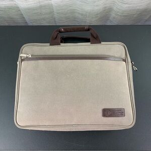 Golden Bell Tan and Brown Durable laptop bag with faux Leather Handle.